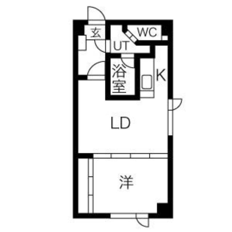 ブルースカイ月寒(1LDK/5階)の間取り写真