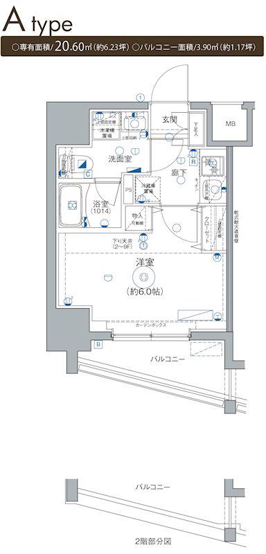 LEA横濱西口参番館(1K/2階)の間取り写真