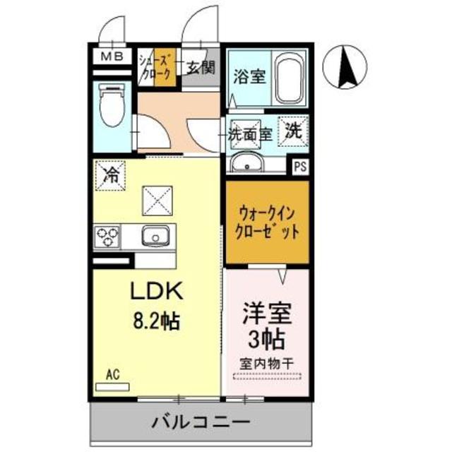 ミル・クレール和歌浦東(1LDK/2階)の間取り写真