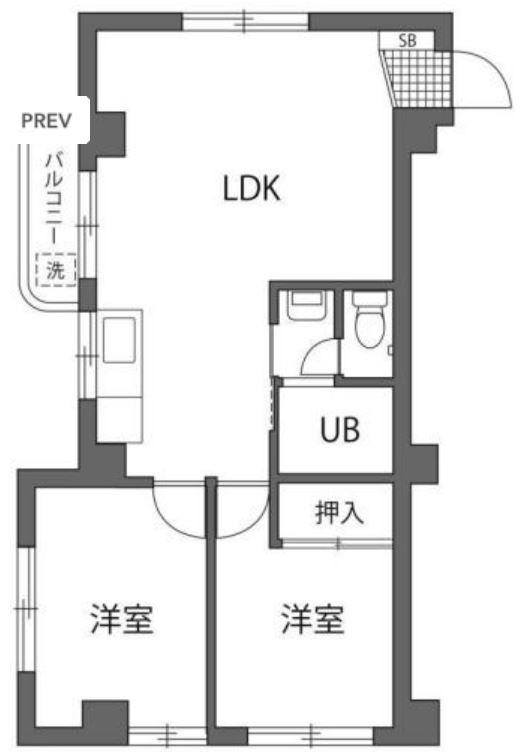 ビューラー433(2LDK/1階)の間取り写真