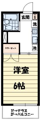 FLAT HOUSE(1K/2階)の間取り写真