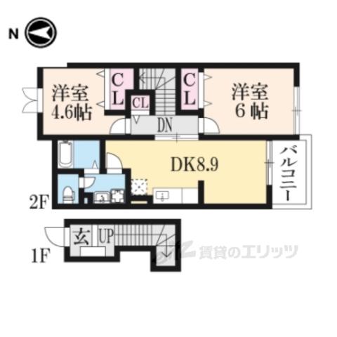 プラース2(2DK/2階)の間取り写真