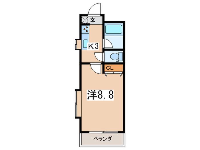 ベルメゾン湘南(1K/2階)の間取り写真