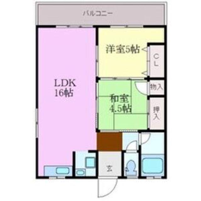 峰ビル(2LDK/2階)の間取り写真