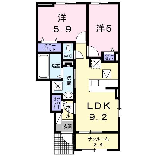 近鉄山田線 伊勢市駅 バス乗車時間:11分 最寄りバス停で下車 徒歩2分 2階建 築8年(2LDK/1階)の間取り写真