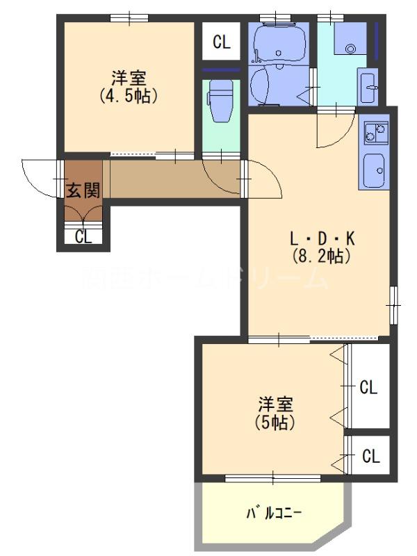 スリール明和I(2LDK/1階)の間取り写真
