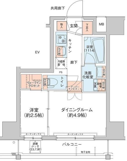 アジールコート新高円寺(1DK/8階)の間取り写真