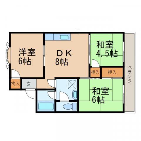 ヴィラ貴志川(3DK/2階)の間取り写真