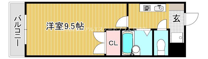 プラティアSETA(1K/1階)の間取り写真