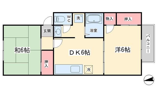 セジュール奥田(2DK/1階)の間取り写真
