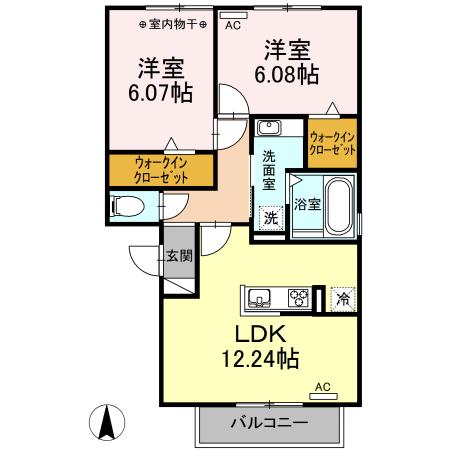 パストラル春岡 C棟(2LDK/2階)の間取り写真