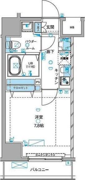 ジェノヴィア浅草IIIグリーンヴェール(1K/4階)の間取り写真