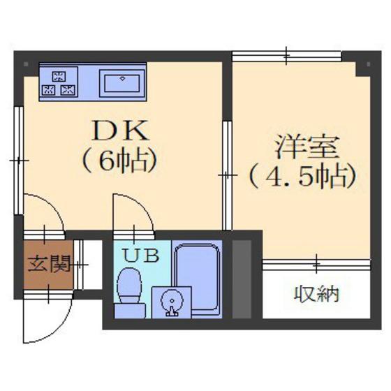 ハイツたかし(1DK/2階)の間取り写真