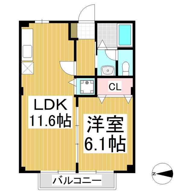 PARK COURT稲田(1LDK/1階)の間取り写真
