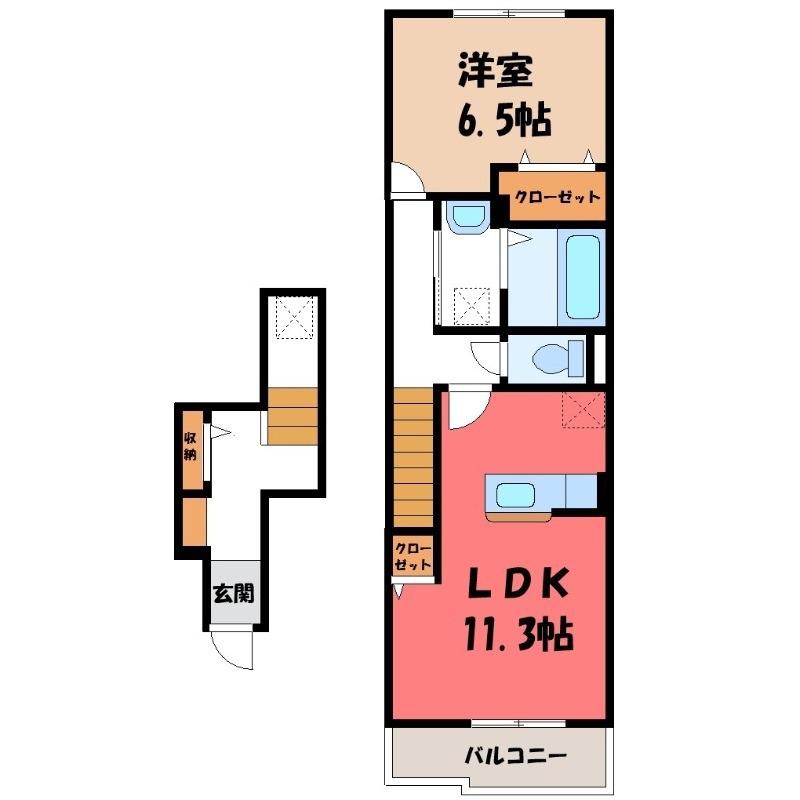 ア コート デ パルク(1LDK/2階)の間取り写真