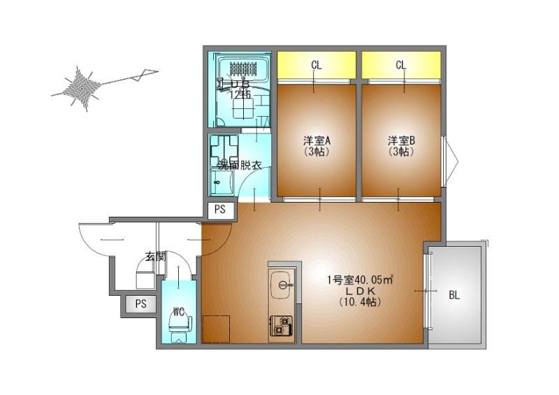 REGALEST野並(2LDK/2階)の間取り写真