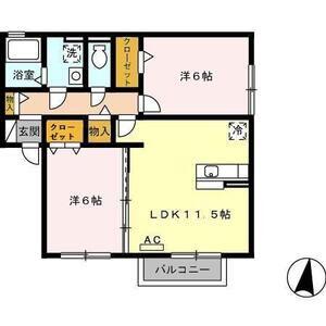 パルテンツァ(2LDK/2階)の間取り写真