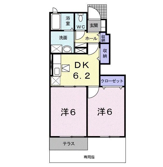 フォレスト フェアリーII(2DK/1階)の間取り写真