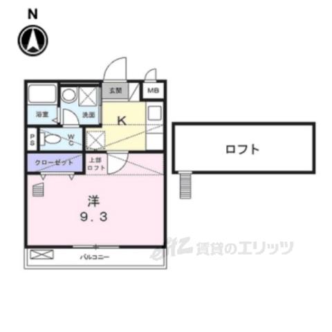 バンブーイン(1K/2階)の間取り写真