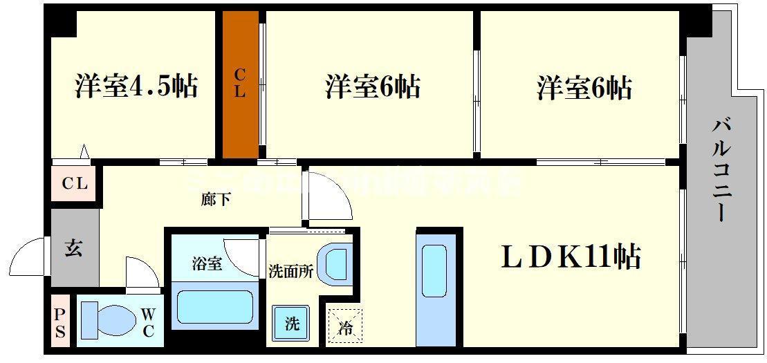 テンフォーティー(3LDK/4階)の間取り写真