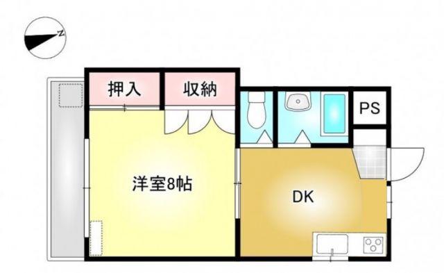 アーバンコート河内町(1DK/2階)の間取り写真