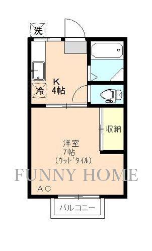 ハイホーム梅ヶ丘(1K/1階)の間取り写真