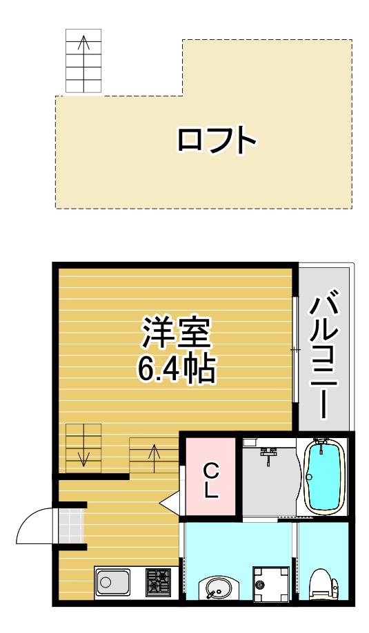 レシアムール(1K/2階)の間取り写真