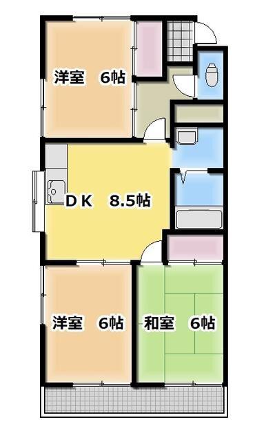 ニューハイム(3DK/1階)の間取り写真