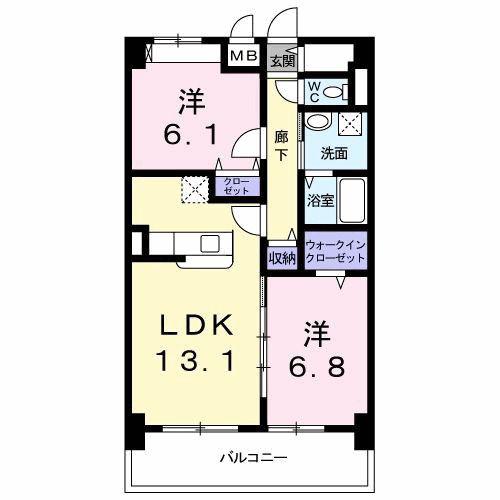 グリンデルヴァルト(2LDK/3階)の間取り写真