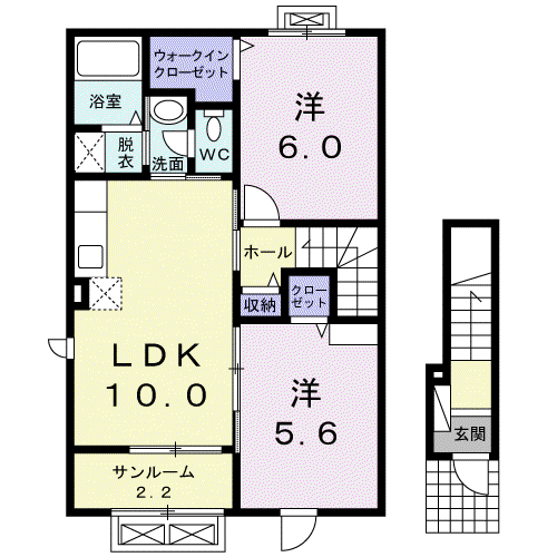 マスカット ベリー B(2LDK/2階)の間取り写真