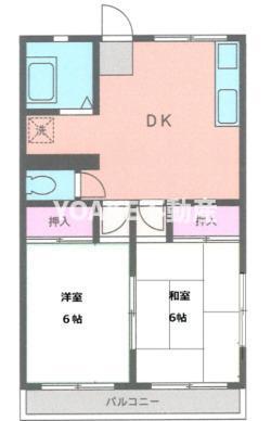 千寿コーポラス(2DK/2階)の間取り写真
