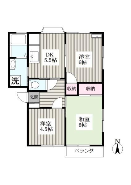 ガーデンピアA(3DK/2階)の間取り写真