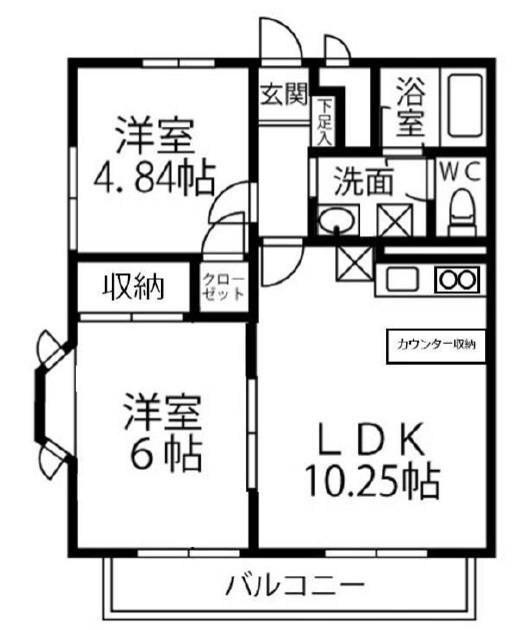 フローラ中落合(2LDK/2階)の間取り写真