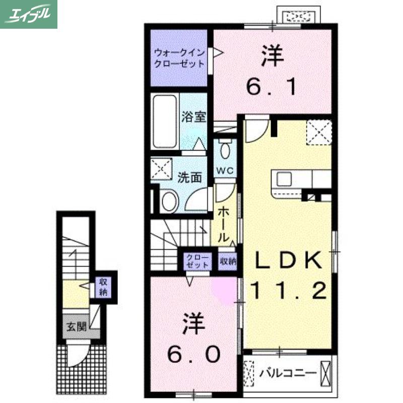 プライム・ガーデン(2LDK/2階)の間取り写真