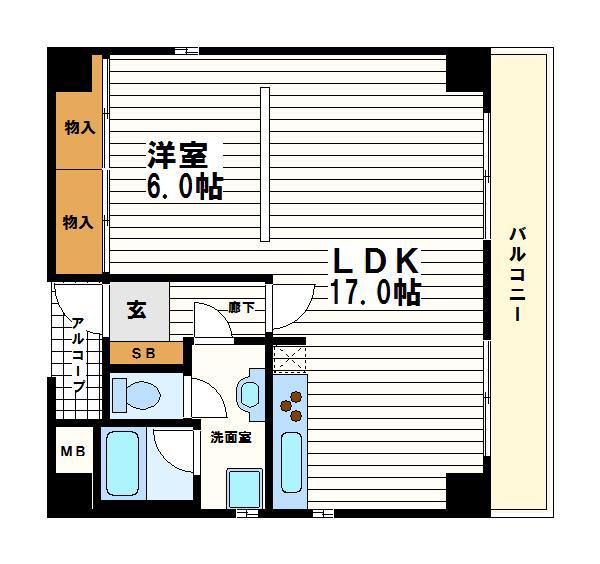 APRICO(1LDK/6階)の間取り写真