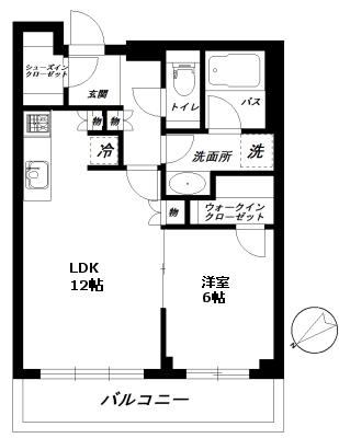 パークコート虎ノ門愛宕タワー(1LDK/6階)の間取り写真