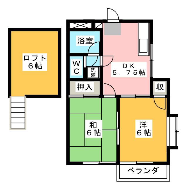 モンテローゼ(2DK/2階)の間取り写真