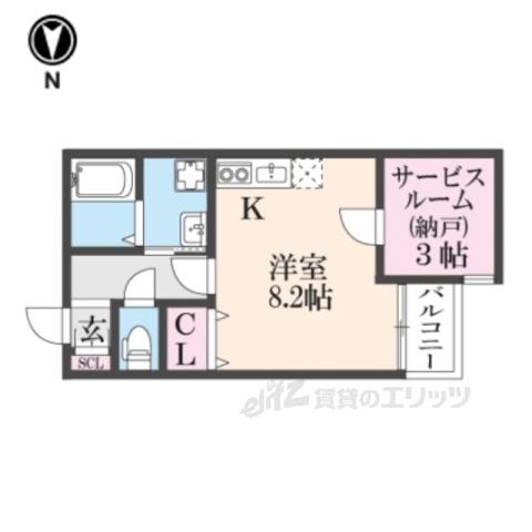 クラシス南草津1(ワンルーム/2階)の間取り写真