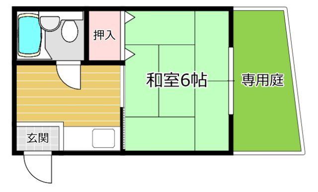 コスモス暁(1DK/1階)の間取り写真