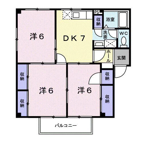 エステートイデハラA(3DK/2階)の間取り写真