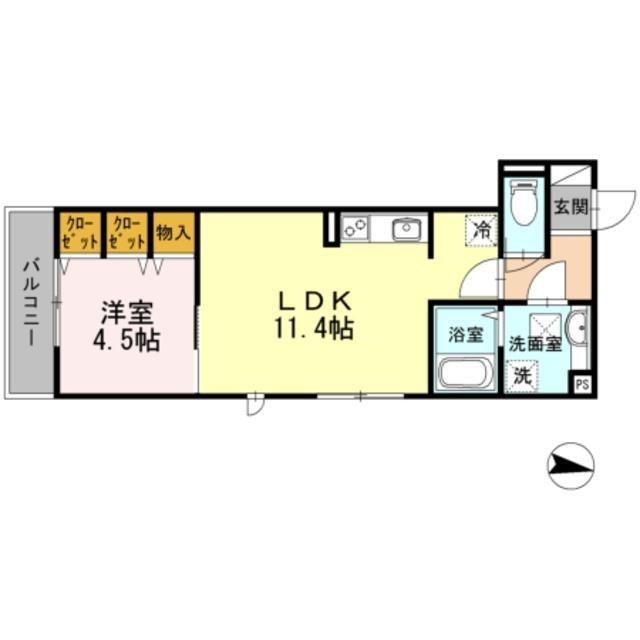 SOLEIL LEVANT(1LDK/2階)の間取り写真