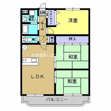 大野団地(3LDK/1階)の間取り写真