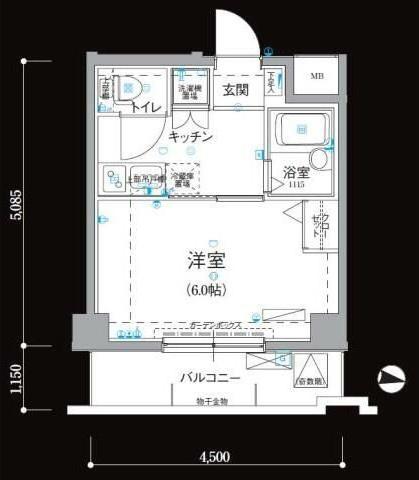 リヴシティ新宿弐番館(1K/6階)の間取り写真