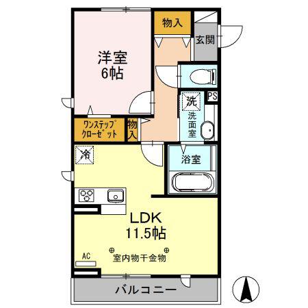 ラ・サンテ A(1LDK/2階)の間取り写真