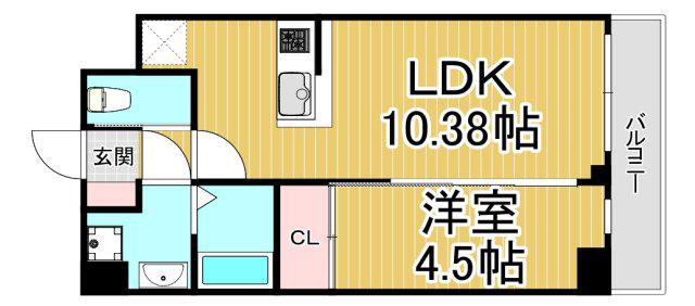 プレジオ武庫川ASIAN(1LDK/5階)の間取り写真
