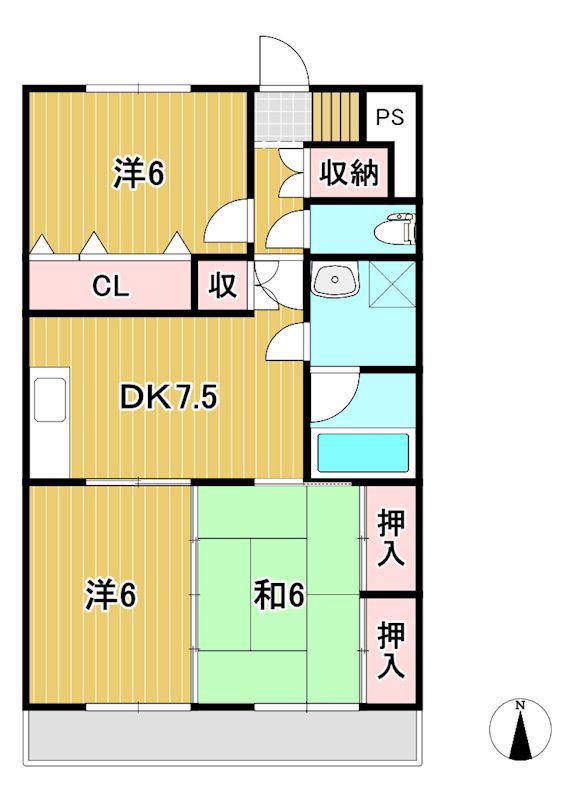グランペール(3DK/1階)の間取り写真