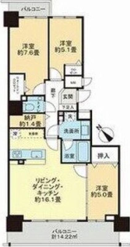 ブランズ琴似(3LDK/12階)の間取り写真