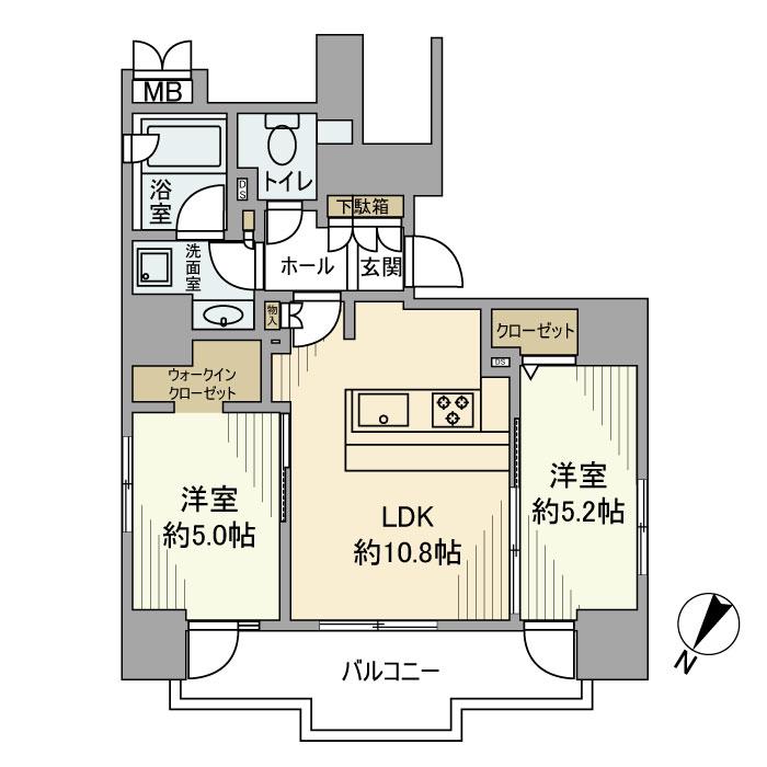 ガリシア九段下ライズ(2LDK/11階)の間取り写真