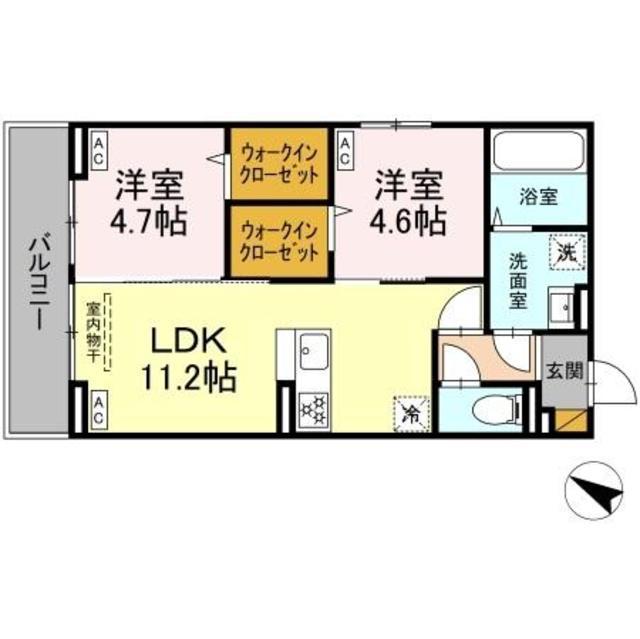 アヴァンスコート参番館(2LDK/2階)の間取り写真