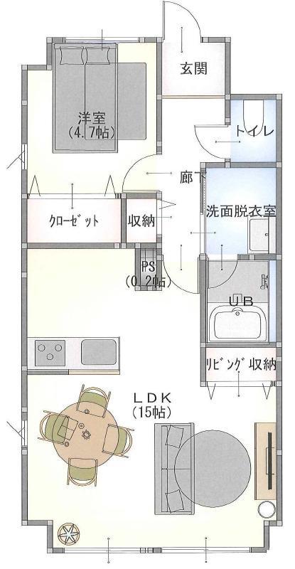 シャトー日東C(1LDK/1階)の間取り写真
